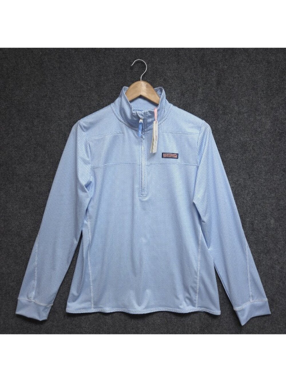 Vineyard Vines Sankaty Shep Shirt Women Medium Waves Ocean 1/4 Zip Pullover
